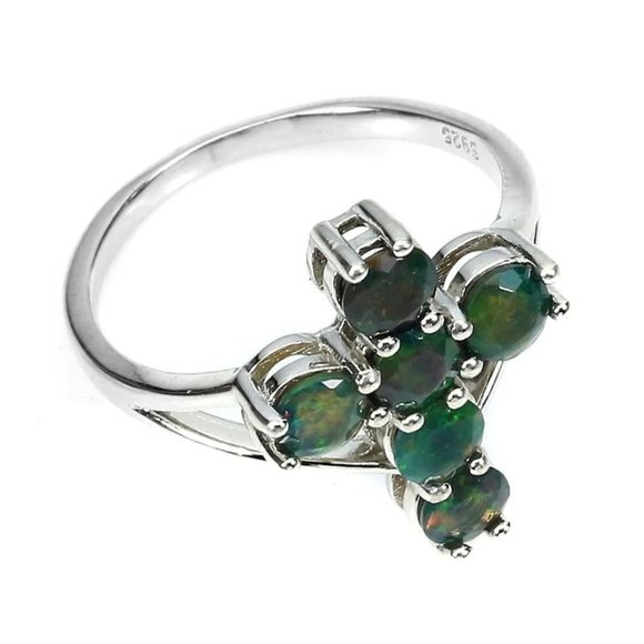 Dainty Cross Ring, Simple Opal Ring, Religious Jewelry, Simple Gemstone Ring - Picture 3 of 6